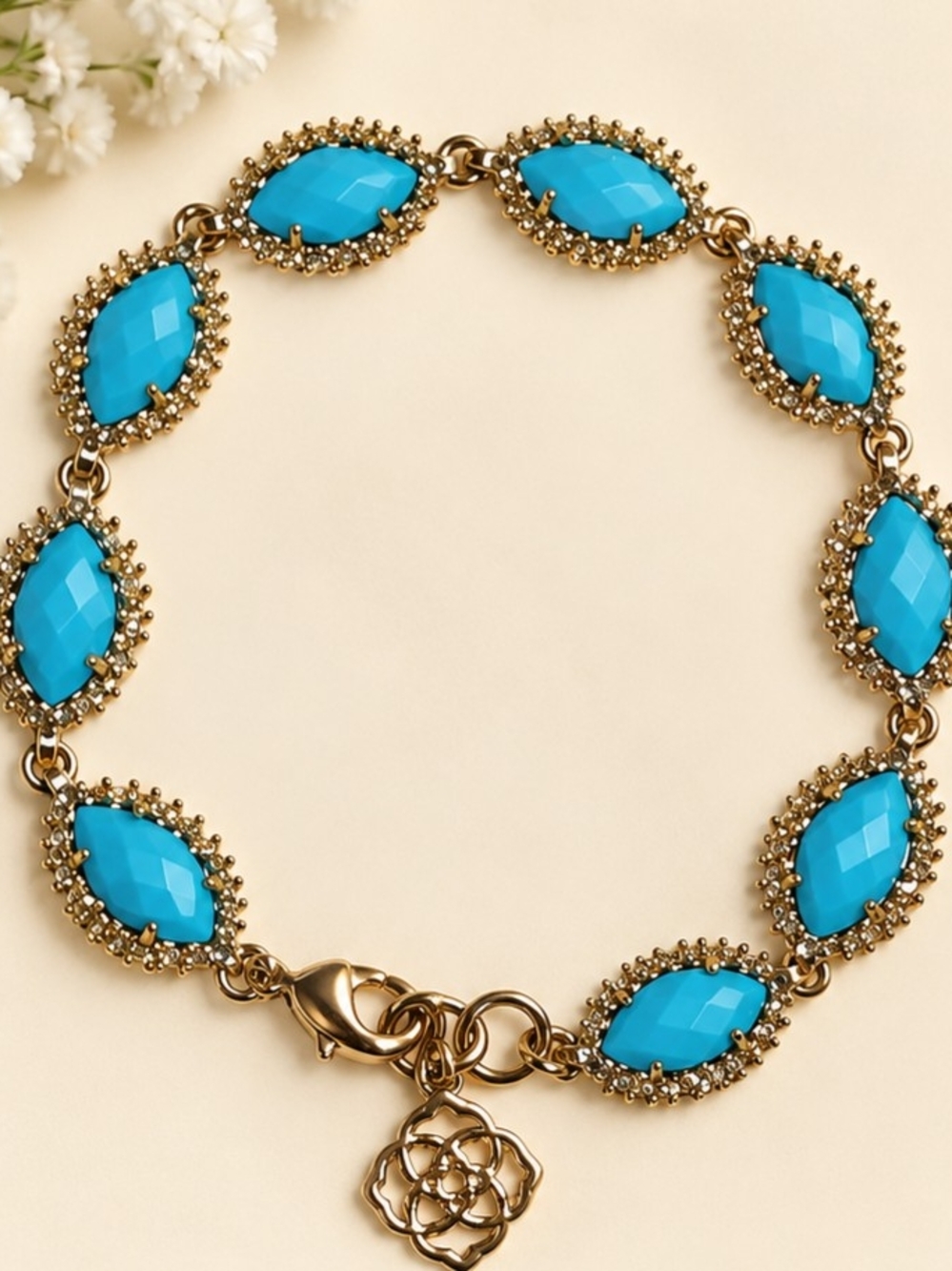 Kendra Scott Gold-Plated Bracelet with Turquoise Stones